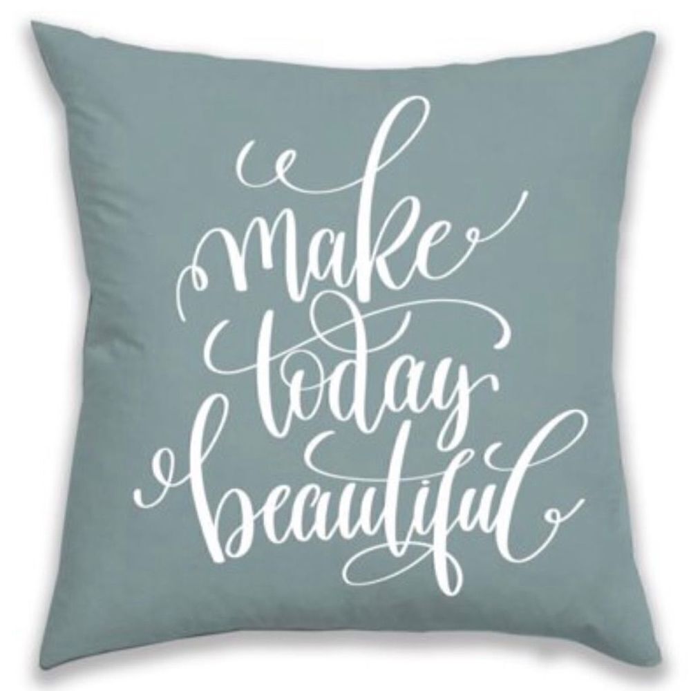 NWT Make Today Beautiful 18×18 Sage Green / Grey Reversible pillow/Cushion Cover